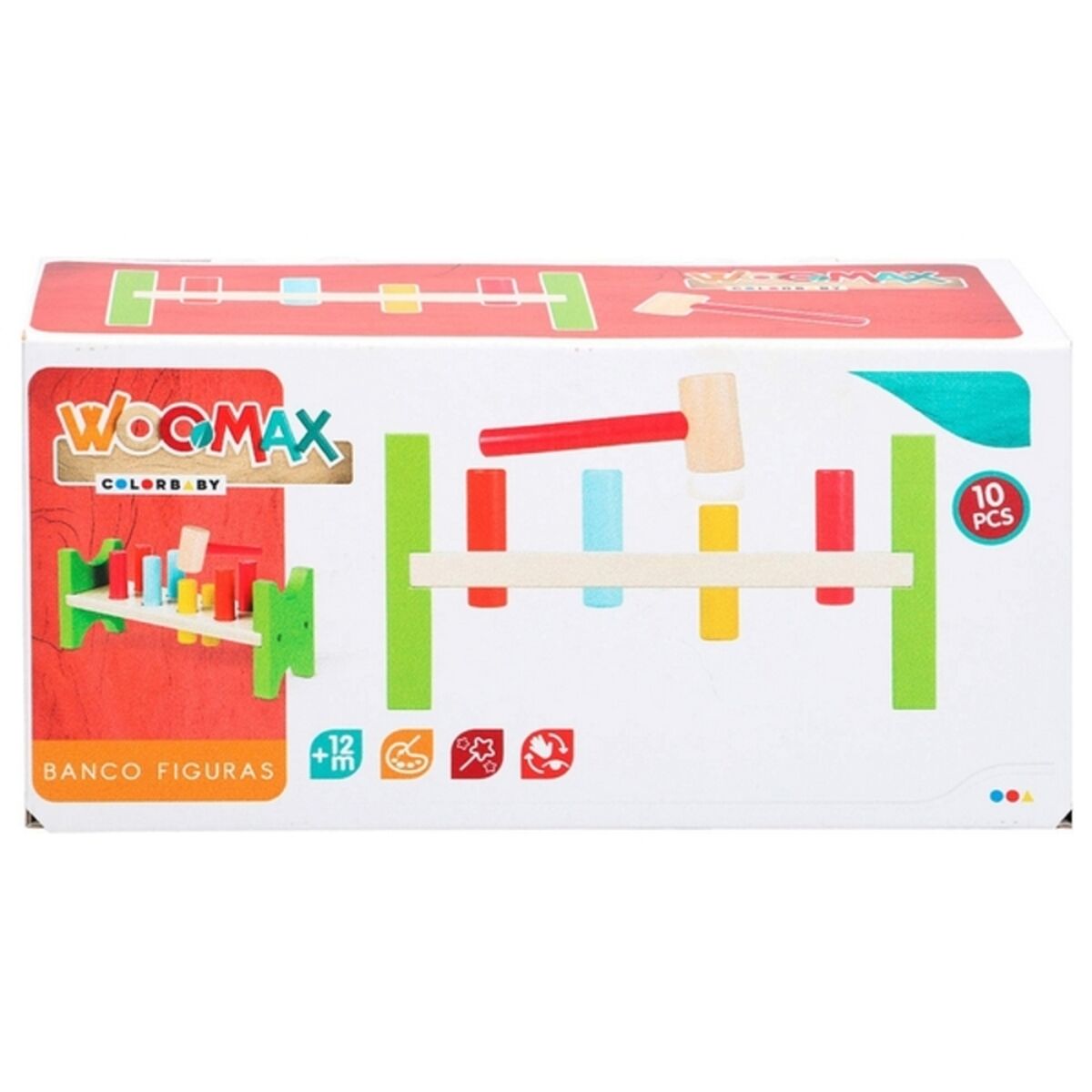 Jeu en bois Woomax Banc Marteau (10 pcs)